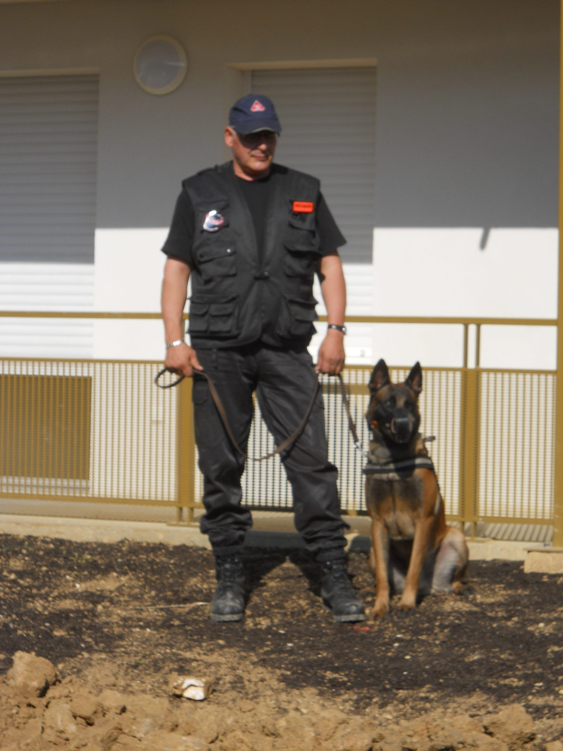 Un agent cynophile sur un gardiennage de chantier à Bordeaux